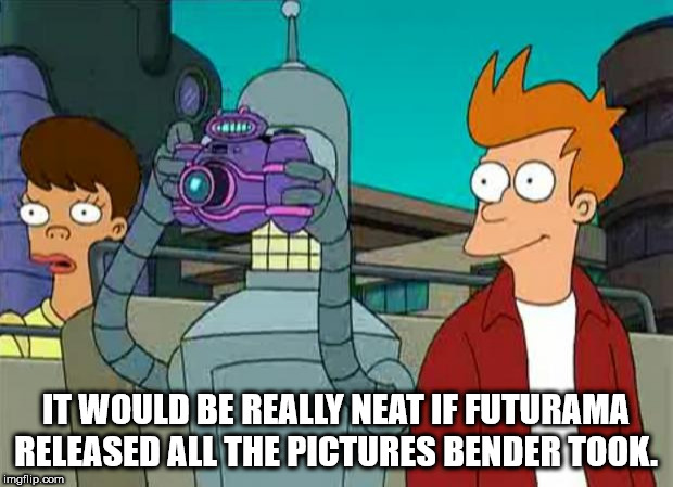 cartoon - It Would Be Really Neat If Futurama Released All The Pictures Bender Took. imgflip.com