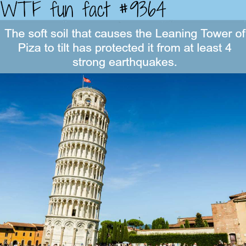 piazza dei miracoli - Wtf fun fact The soft soil that causes the Leaning Tower of Piza to tilt has protected it from at least 4 strong earthquakes. The