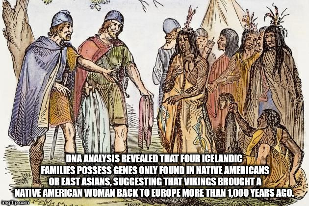 vikings native american - San ar Ren Dna Analysis Revealed That Four Icelandic Families Possess Genes Only Found In Native Americans F O R East Asians, Suggesting That Vikings Brought Aku Native American Woman Back To Europe More Than 1,000 Years Ago.Sk i