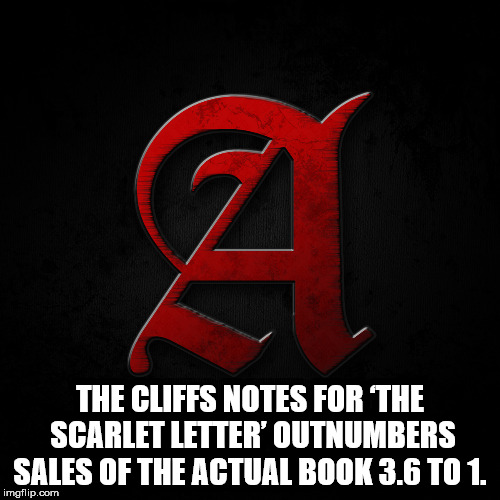 graphics - The Cliffs Notes For The Scarlet Letter' Outnumbers Sales Of The Actual Book 3.6 To 1. imgflip.com