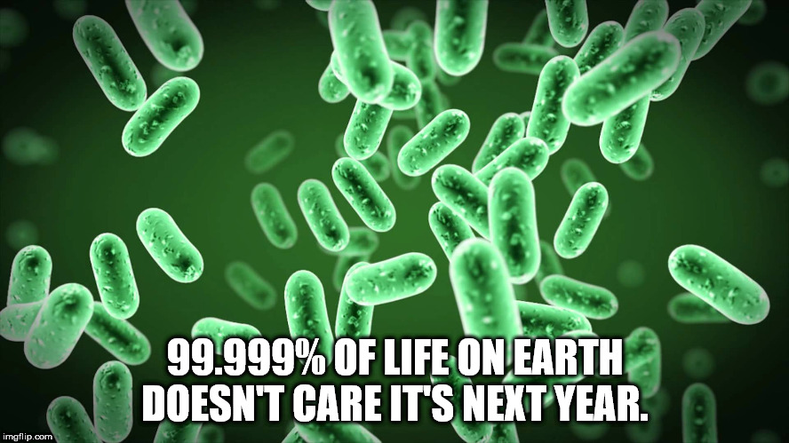 99.999% Of Life On Earth Doesn'T Care It'S Next Year. imgflip.com