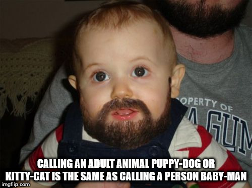 bearded baby - Operty Of Calling An Adult Animal PuppyDog Or KittyCat Is The Same As Calling A Person BabyMan imgflip.com