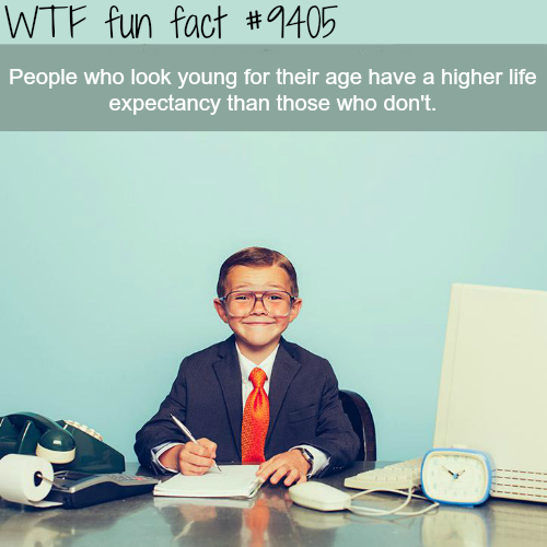 wtf facts - wtf facts 2019 - Wtf fun fact People who look young for their age have a higher life expectancy than those who don't.