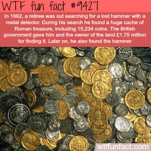 wtf facts - man found hidden treasure and got a reward for it