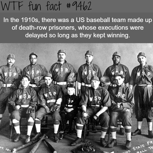 death row baseball team - Wtf fun fact In the 1910s, there was a Us baseball team made up of deathrow prisoners, whose executions were delayed so long as they kept winning. Nc State Pr All Te