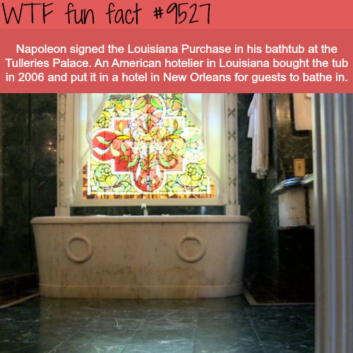 napoleon bathtub new orleans - Wtf fun fact Napoleon signed the Louisiana Purchase in his bathtub at the Tulleries Palace. An American hotelier in Louisiana bought the tub in 2006 and put it in a hotel in New Orleans for guests to bathe in.