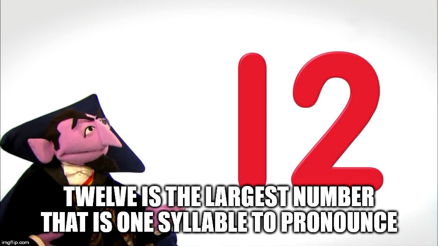 cartoon - 12 Twelve Is The Largest Number That Is One Syllable To Pronounce imgflip.com