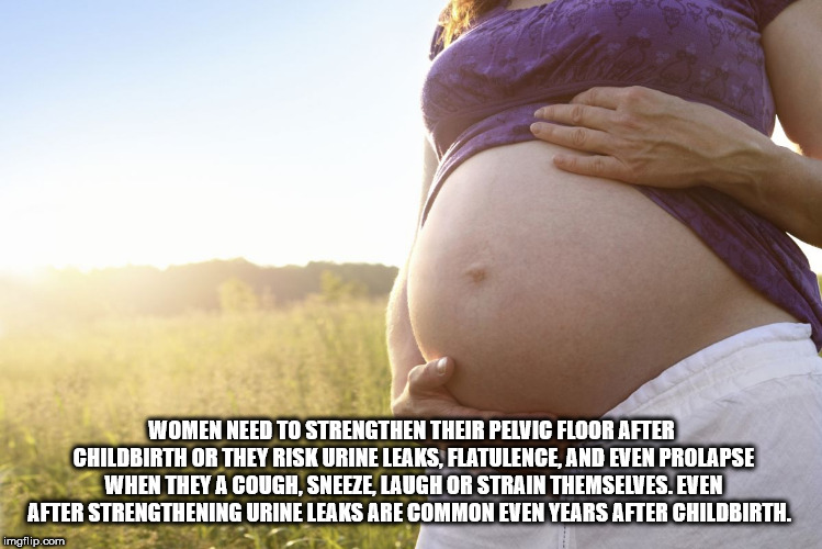 abdomen - Women Need To Strengthen Their Pelvic Floor After Childbirth Or They Risk Urine Leaks, Flatulence, And Even Prolapse When They A Cough. Sneeze, Laugh Or Strain Themselves. Eveni After Strengthening Urine Leaks Are Common Even Years After Childbi