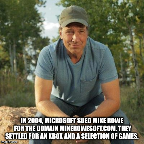 photo caption - In 2004, Microsoft Sued Mike Rowe For The Domain Mikerowesoft.Com, They Settled For An Xbox And A Selection Of Games. imgflip.com