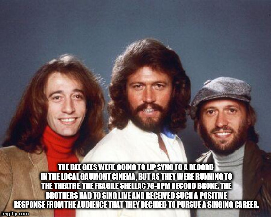 bee gees how deep is your love - The Bee Gees Were Going To Lip Sync To A Record In The Local Gaumont Cinema, But As They Were Running To The Theatre, The Fragile Shellac 78 Rpm Record Broke. The Brothers Had To Sing Live And Received Such A Positive Resp