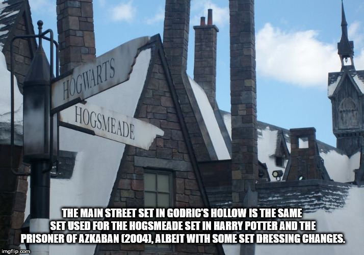 hogsmeade - Hogwarts Hogsmeade The Main Street Set In Godric'S Hollow Is The Same Set Used For The Hogsmeade Set In Harry Potter And The Prisoner Of Azkaban 2004, Albeit With Some Set Dressing Changes. imgflip.com