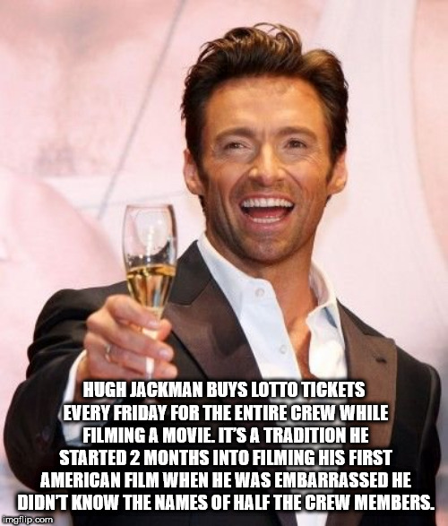 hugh jackman tux - Hugh Jackman Buys Lotto Tickets Every Friday For The Entire Crew While Filming A Movie. Its A Tradition He Started 2 Months Into Filming His First American Film When He Was Embarrassed He Didn'T Know The Names Of Half The Crew Members. 