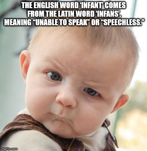 me meme - The English Word'Infant Comes From The Latin Word'Infansy Meaning "Unable To Speak" Or "Speechless. imgflip.com