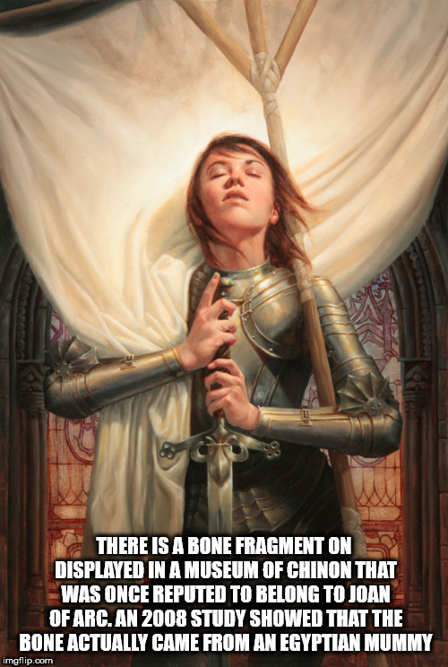 joan of arc art - There Is A Bone Fragment On Displayed In A Museum Of Chinon That Was Once Reputed To Belong To Joan Of Arc, An 2008 Study Showed That The Bone Actually Came From An Egyptian Mummy imgflip.com
