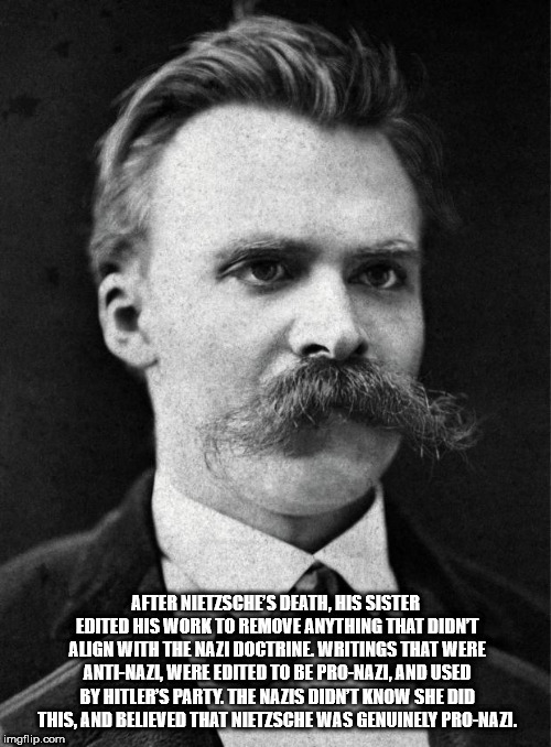 friedrich wilhelm nietzsche hd - After Nietzsches Death, His Sister Edited His Work To Remove Anything That Didnt Augn With The Nazi Doctrine Writings That Were AntiNazi, Were Edited To Be ProNazi.And Used By Hitler'S Party. The Nazis Didn'T Know She Did 