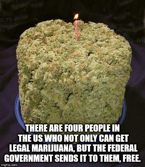 weed cake - There Are Four People In The Us Who Not Only Can Get Legal Marijuana, But The Federal Government Sends It To Them, Free. imgflip.com