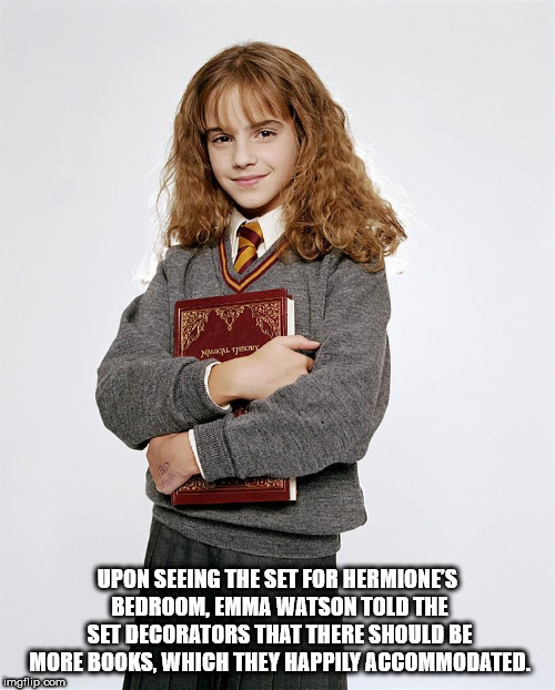 hermione granger philosopher's stone - Upon Seeing The Set For Hermione'S Bedroom, Emma Watson Told The Set Decorators That There Should Be More Books, Which They Happily Accommodated. imgflip.com