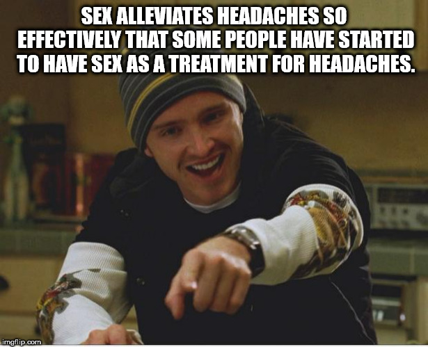 yeah science bitch meme - Sex Alleviates Headaches So Effectively That Some People Have Started To Have Sex As A Treatment For Headaches. imgflip.com
