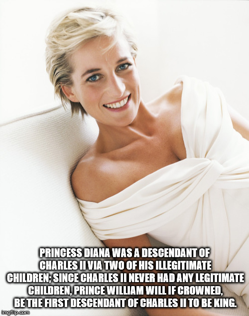 mario testino lady diana - Princess Diana Was A Descendant Of Charles Ii Via Two Of His Illegitimate ChildrenSince Charles Ii Never Had Any Legitimate Children, Prince William Will If Crowned. Be The First Descendant Of Charles Ii To Be King. imgflip.com