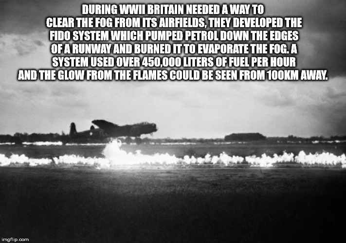 monochrome photography - During Wwii Britain Needed A Way To Clear The Fog From Its Airfields, They Developed The Fido System Which Pumped Petrol Down The Edges Of A Runway And Burned It To Evaporate The Fog. A System Used Over 450,000 Liters Of Fuel Per 