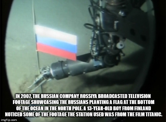 russian flag north pole - In 2007. The Russian Company Rossiya Broadcasted Television Footage Showcasing The Russians Planting A Flag At The Bottom Of The Ocean In The North Pole, A 13YearOld Boy From Finland Noticed Some Of The Footage The Station Used W