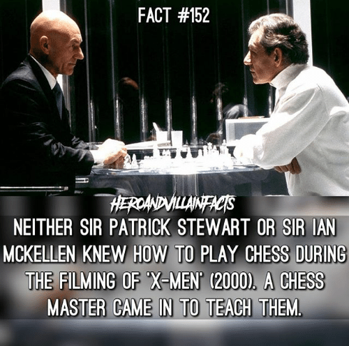 magneto ian mckellen x men 1 - Fact At Heroandvillanfacts Neither Sir Patrick Stewart Or Sir Ian Mckellen Knew How To Play Chess During The Filming Of "XMen 2000. A Chess Master Came In To Teach Them.