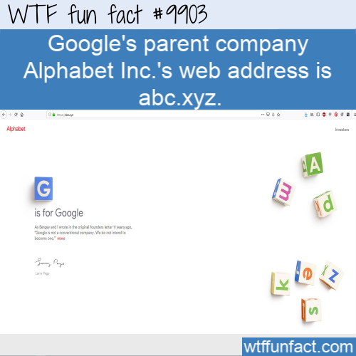 mississippi state university - Wtf fun fact Google's parent company Alphabet Inc.'s web address is abc.xyz. Booooo Alphabet is for Google G ay Wed to wtffunfact.com