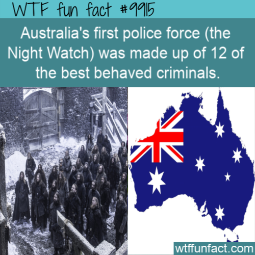 presentation - Wtf fun fact Australia's first police force the Night Watch was made up of 12 of the best behaved criminals. wtffunfact.com