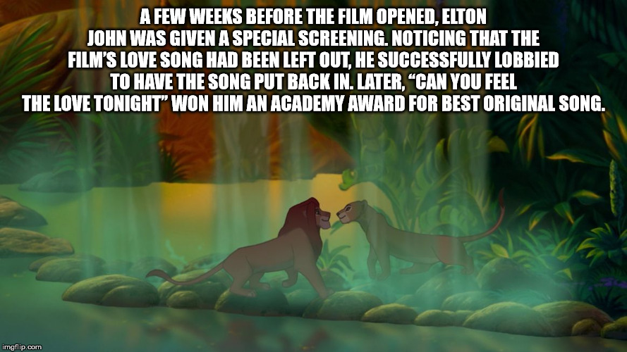 autocad dxf - A Few Weeks Before The Film Opened, Elton John Was Given A Special Screening. Noticing That The Film'S Love Song Had Been Left Out, He Successfully Lobbied To Have The Song Put Back In. Later, "Can You Feel The Love Tonight" Won Him An Acade