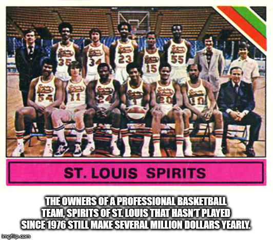 team - St. Louis Spirits The Owners Of A Professional Basketball Team. Spirits Of St. Louis That Hasnt Played Since 1976 Still Make Several Million Dollars Yearly meglio com