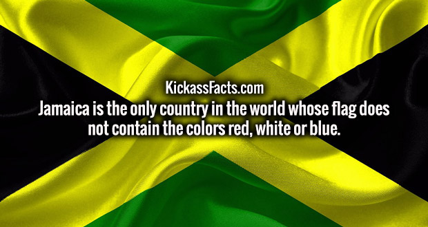 Flag of Jamaica - KickassFacts.com Jamaica is the only country in the world whose flag does not contain the colors red, white or blue.
