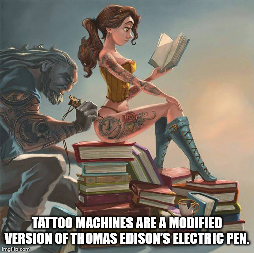beauty and the beast tattoo - Tattoo Machines Are A Modified Version Of Thomas Edison'S Electric Pen. imgflip.com