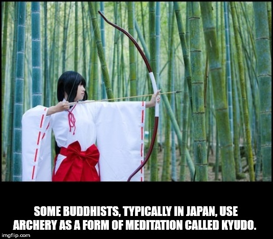 tree - Some Buddhists, Typically In Japan, Use Archery As A Form Of Meditation Called Kyudo. imgflip.com