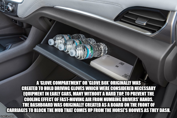 Chevrolet - Aglove Compartment Or Glove Bok' Originally Was Created To Hold Driving Gloves Which Were Considered Necessary Equipment In Early Cars, Many Without A Hard Top, To Prevent The Cooling Effect Of FastMoving Air From Numbing Drivers' Hands. The D