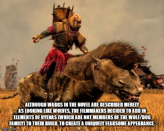 Although Wargs In The Novel Are Described Merely As Looking Wowes. The Almmakers Decided To Add In Elements Of Hyenas Cwhich Are Not Members Of The WolfDog Family To Their Build, To Create A Uniquely Fearsome Appearance ohup.com Makivanainaa Vantaa