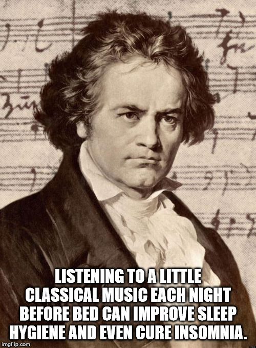 ludwig van beethoven - Listening To A Little Classical Music Each Night Before Bed Can Improve Sleep Hygiene And Even Cure Insomnia. imgflip.com