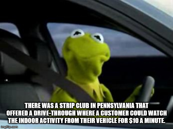 screams internally kermit - There Was A Strip Club In Pennsylvania That Offered A DriveThrough Where A Customer Could Watch The Indoor Activity From Their Vehicle For $10 A Minute. imgflip.com