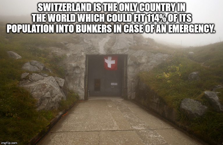 road - Switzerland Is The Only Country In The World Which Could Fit 114% Of Its Population Into Bunkers In Case Of An Emergency imgflip.com