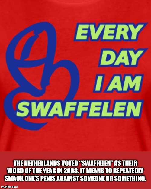 Every Day Swaffelen The Netherlands Voted"Swaffelen" As Their Word Of The Year In 2008. It Means To Repeatedly Smack One'S Penis Against Someone Or Something imgflip.com