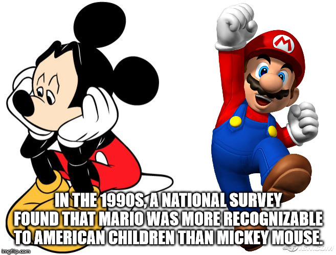 In The 1990S, A National Survey Found That Mario Was More Recognizable To American Children Than Mickey Mouse imgflip.com