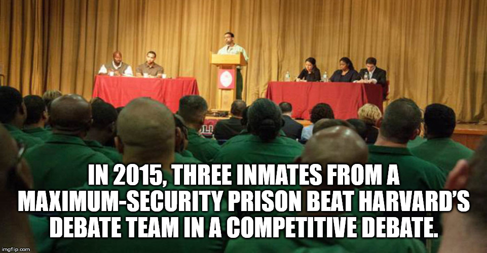 audience - Li In 2015, Three Inmates From A MaximumSecurity Prison Beat Harvard'S Debate Team In A Competitive Debate. imgflip.com