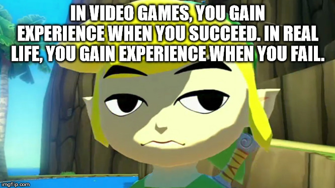 cartoon - In Video Games, You Gain Experience When You Succeed. In Real Life, You Gain Experience When You Fail. imgflip.com