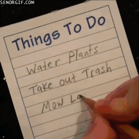 animal handwriting - Senorgif.Com Things To Do Water Plants Take out Trash Mow La