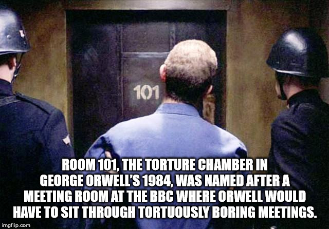 failure is not an option - 101 Room 101. The Torture Chamber In George Orwell'S 1984. Was Named After A Meeting Room At The Bbc Where Orwell Would Have To Sit Through Tortuously Boring Meetings. imgflip.com