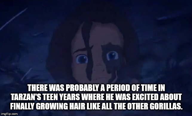 parade - There Was Probably A Period Of Time In Tarzan'S Teen Years Where He Was Excited About Finally Growing Hair All The Other Gorillas. imgflip.com