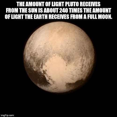 moon - The Amount Of Light Pluto Receives From The Sun Is About 240 Times The Amount Of Light The Earth Receives From A Full Moon. imgflip.com