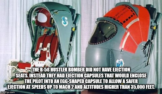 b 58 ejection seat - The B58 Hustler Bomber Did Not Have Ejection Seats. Instead They Had Ejection Capsules That Would Enclose The Pilot Into An EggShaped Capsule To Allow A Safer Ejection At Speeds Up To Mach 2 And Altitudes Higher Than 35,000 Feet imgfl