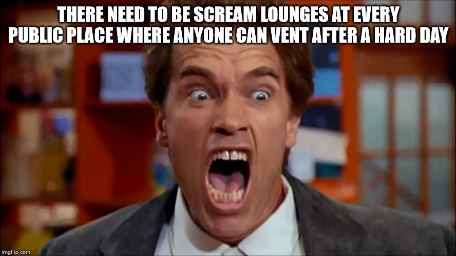 arnold schwarzenegger kindergarten cop - There Need To Be Scream Lounges At Every Public Place Where Anyone Can Vent After A Hard Day imgflip.com