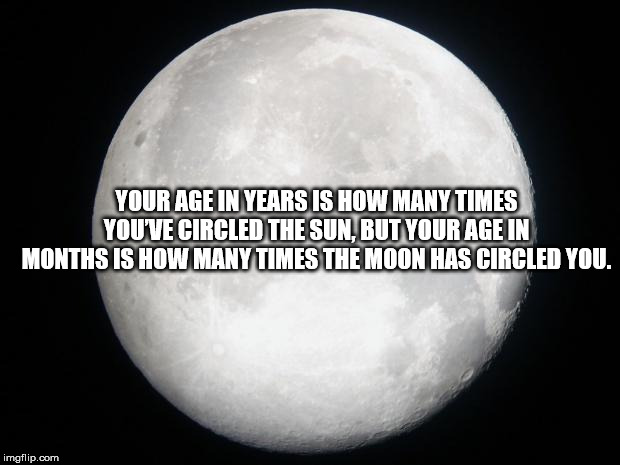 full moon - Your Age In Years Is How Many Times Youve Circled The Sun. But Your Age In Months Is How Many Times The Moon Has Circled You. imgflip.com