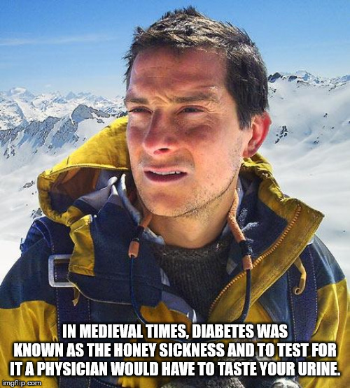funny bear grylls memes - In Medieval Times, Diabetes Was Known As The Honey Sickness And To Test For It A Physician Would Have To Taste Your Urine. imgflip.com